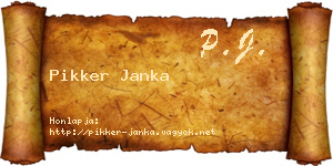 Pikker Janka névjegykártya